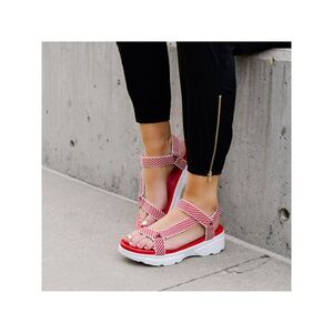 JOURNEE COLLECTION Womens Red Padded Varro Open Toe Platform Sandals Shoes 6